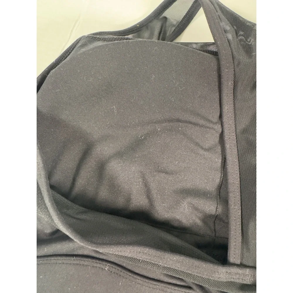 CYSM Black Mesh Racerback Zipper Front Sports Bra Women's Activewear Size‎ M